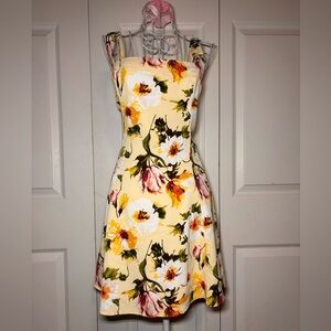 Abercrombie & Fitch Strapless Floral Dress - Yellow and Pink